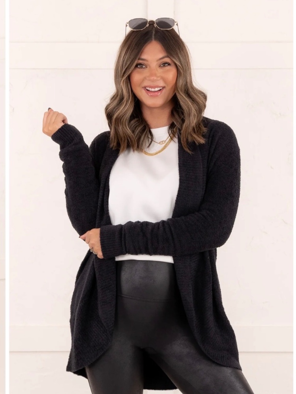 Barefoot Dreams CozyChic Lite Circle Cardigan L Black Cozy Cabin